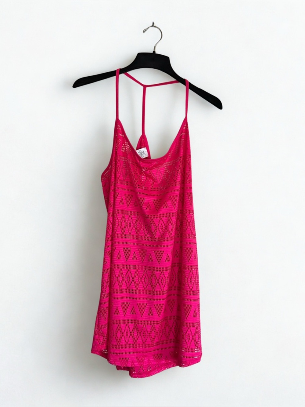 Women’s Hot Pink Eyelet Swimsuit Cover-Up Dress XL NWT Spaghetti Strap Beach